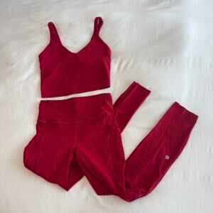 Lululemon Dark Red Align Tank & Fast and Free 25" Tight Set Size 6
